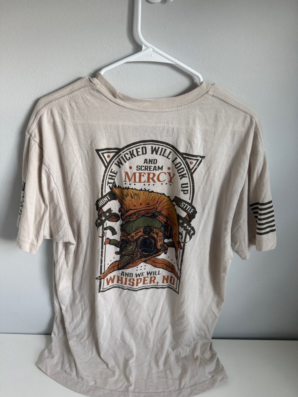 Grunt Style Tan Crewneck Tee with Logo Print